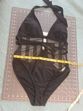 Cupshe Black One-Piece Swimsuit with Mesh Accents